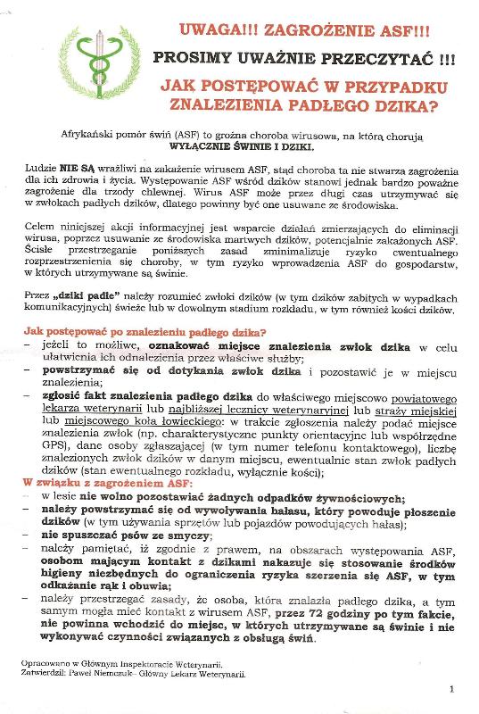 ASF ulotka